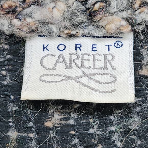 Vintage 80s Koret Career Blazer Womens L Boucle Fuzzy Nubby Knit Mohair Blend - Picture 3 of 8